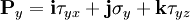  
\textbf{P}_{y} = \textbf{i} \tau_{yx} + \textbf{j} \sigma_{y} + \textbf{k} \tau_{yz}
